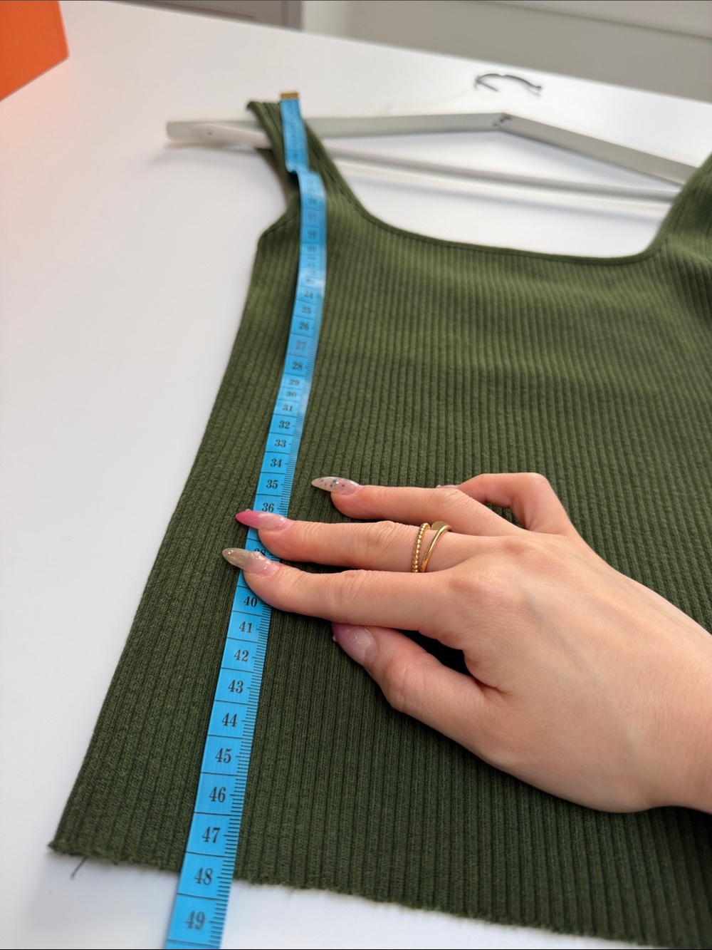 Vince Ribbed Square Neck Tank Top - Olive Green - Picture 7 of 7